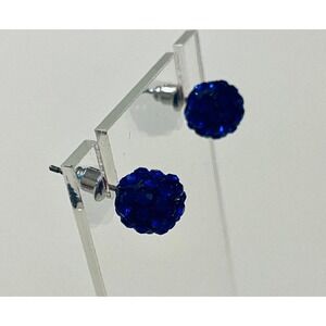Royal Blue Crystal Ball Stud Earrings NEW